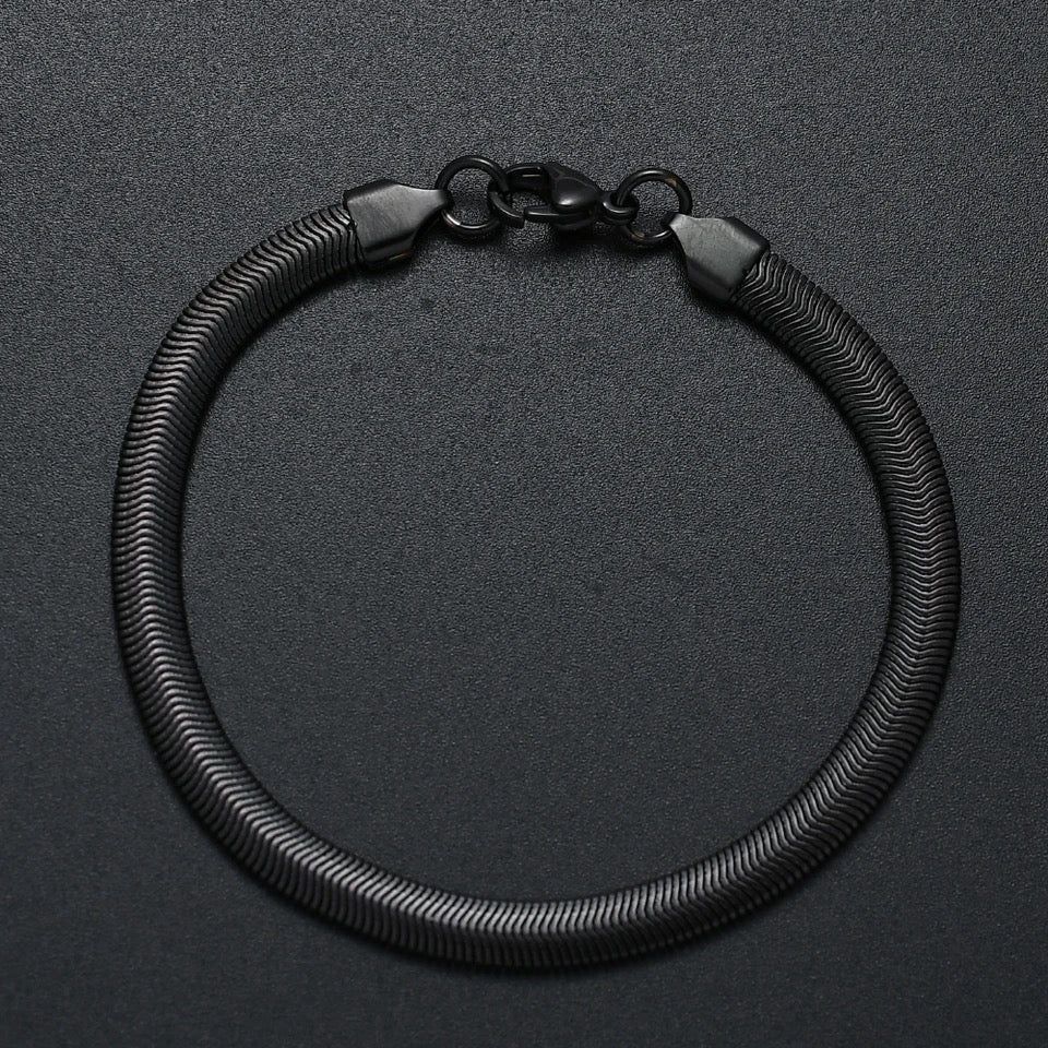 Silver & Black Snake chain Hand Braclet
